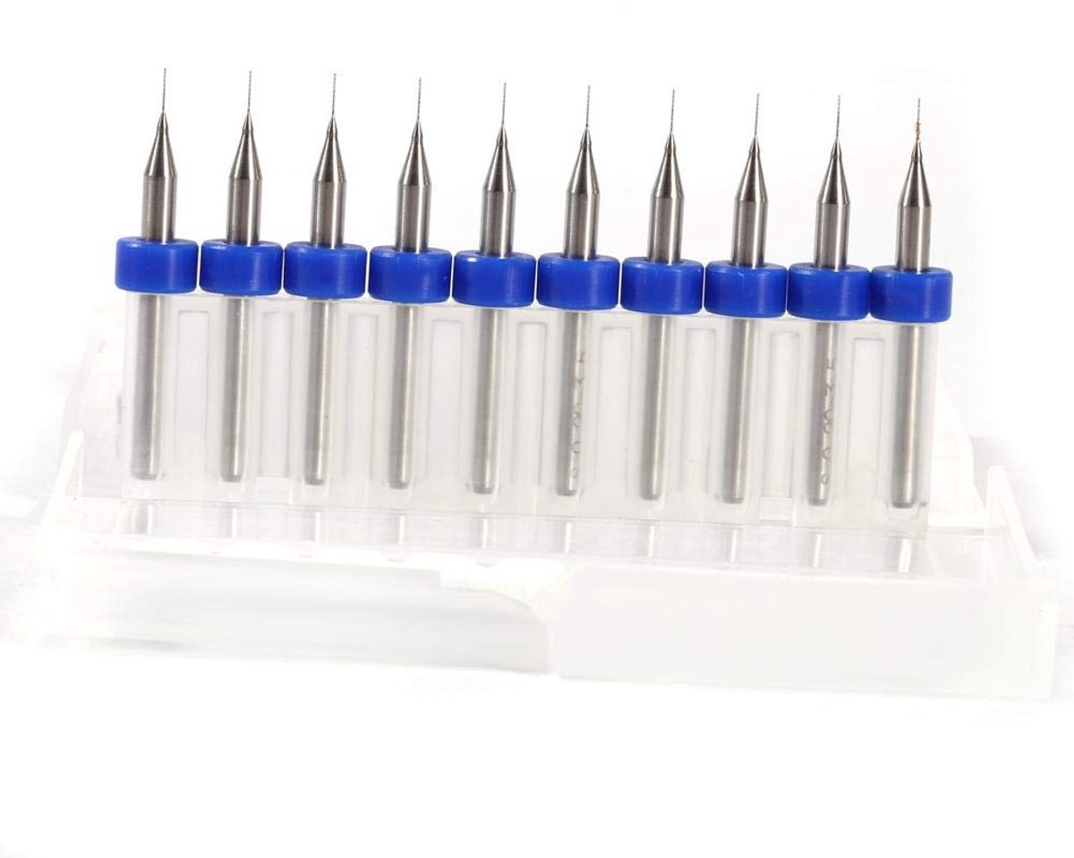 SnelShoppen - 10-delige PCB Boorbits Set - Carbide Micro Boorgereedschap voor Circuitbord, Sieraden en CNC Graveren (0.2mm)