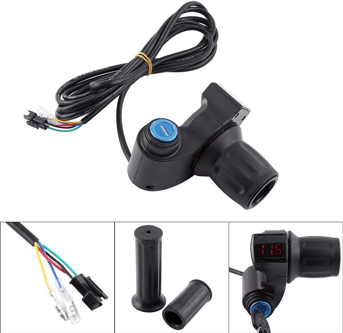SnelShoppen - Universele Impugnatura Acceleratore voor Elektrische Fiets en Scooter 12V-99V - LED Display, Rotatie Handgreep, Inclusief Cableset - Ide