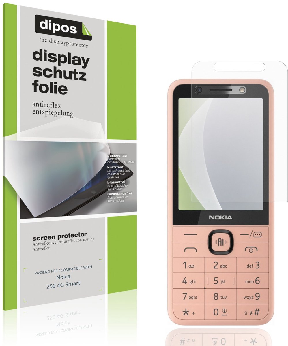dipos – 4x Matte Beschermfolie geschikt voor Nokia 250 4G Smart | Krasbestendige & antireflecterende Screenprotector Ultra-Thin