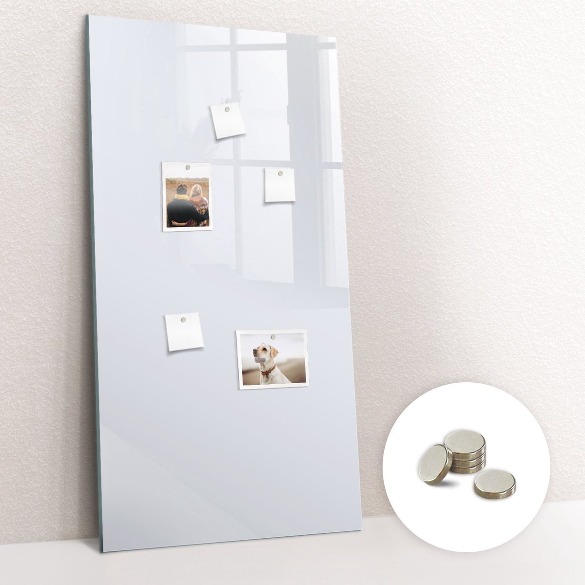 Tulup Glassboard - Kleur: donkerwit Magneetbord - 70 cm x 100 cm - Magnetisch Memobord - Industrieel Wandbord - Magneetbord Keuken Wit - Inclusief Gratis Magneten - Magneetbord Rechthoekig - Magneetbord Muur