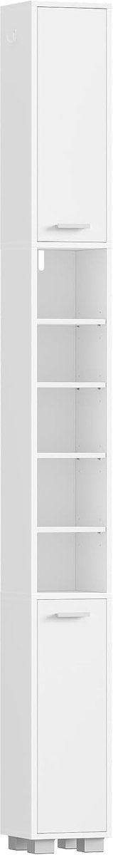 Hzuaneri hoge en smalle badkamerkast open vak en deur, 200 cm, wit