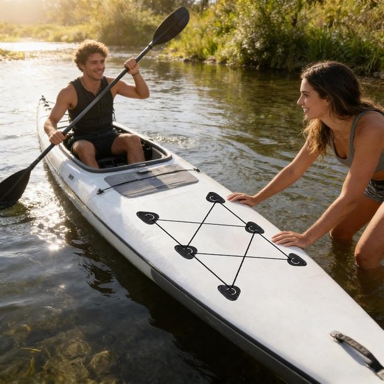 Kajak Reparatieset - Herstelset Opblaasboot - Watersport Onderhoud - Roestvrijstalen D-ring - 4-delige set - Zwart — afbeelding 3