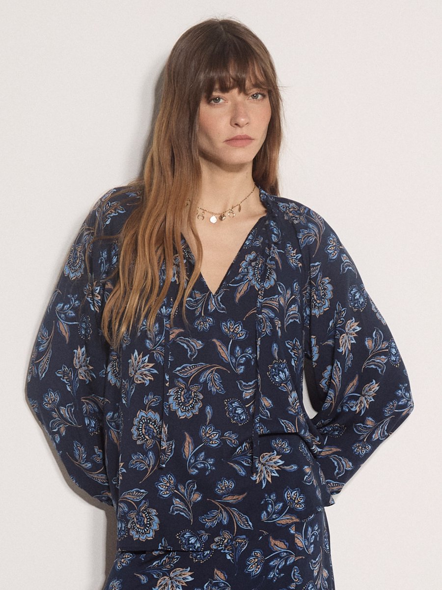Folk-blouse met bloemenprint