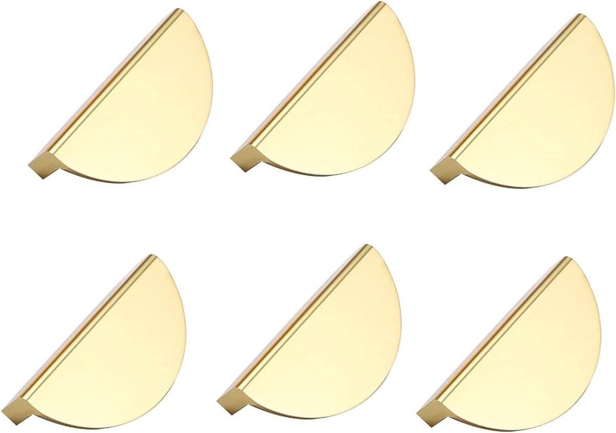 Set van 6 Gouden Halve Maan Aluminium Kastgrepen - Modern, Roestvrij, Voor Keuken en Kantoor