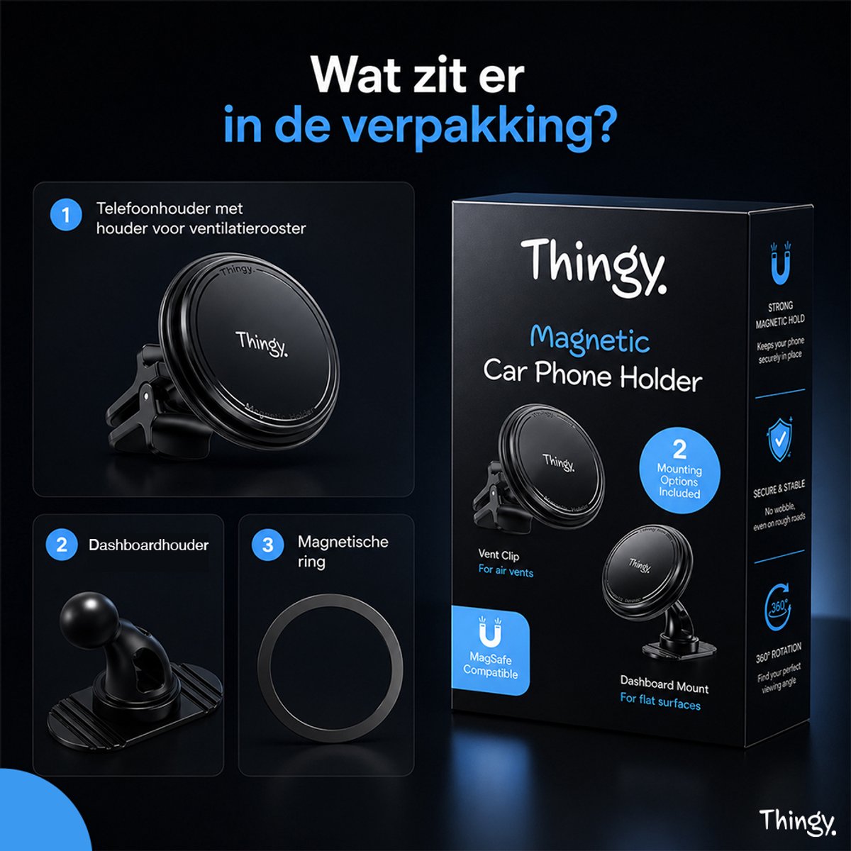 Thingy® Telefoonhouders Auto - MagSafe Autohouder - Ventilatie & Dashboard - Magnetisch - GSM Houder Auto - Telefoonhouders Auto Magnetisch - Phone Holder Car - Auto Accessories – foto 8