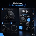 Inhoud van de verpakking: Thingy telefoonhouder met ventilatierooster, dashboardhouder en magnetische ring.