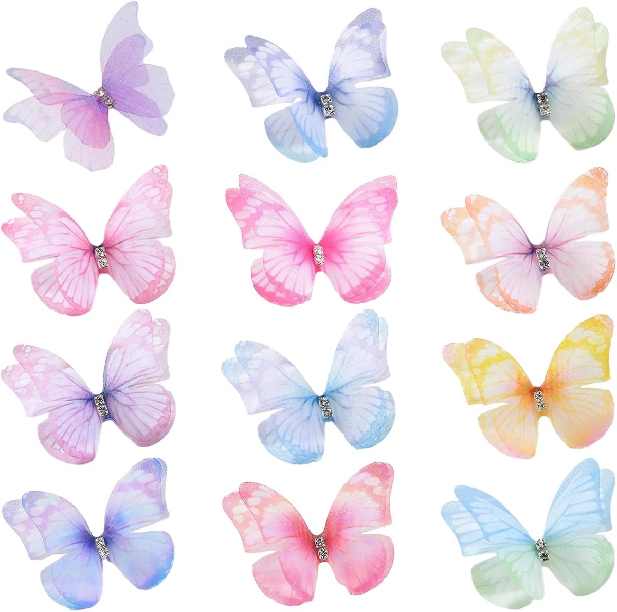 SnelShoppen - 3D Mariposas Decoratie Pakket - 60 Stuks Organza Vlinders voor DIY Decoratie, Feest, Kinderkamer, Raam en Muur - Kleurige Wanddecoratie