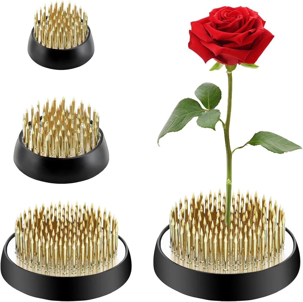 Ikebana vaas 4 delig - koper - robuust met rubberen afdichting - perfect voor bloemschikken - ShopVlot