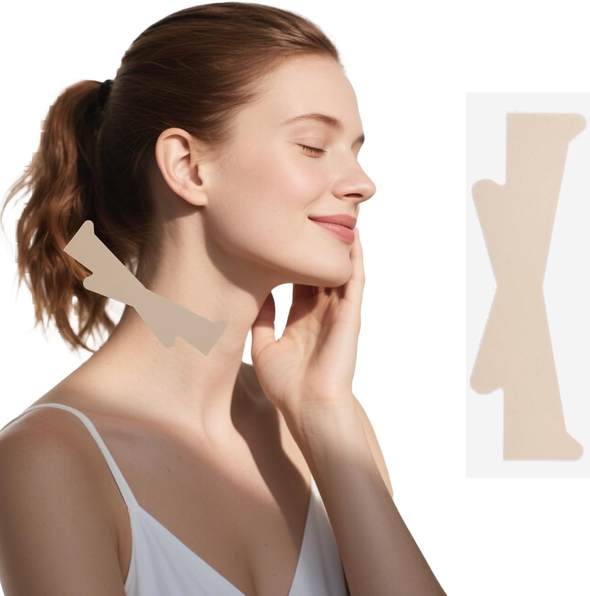 SnelShoppen - 20 Stuks Onzichtbare Instant Nek Lift Tapes, Herbruikbare Elastische Nek Verstevigingsstrips, Waterdicht & Ademend voor Gezichts Makeup