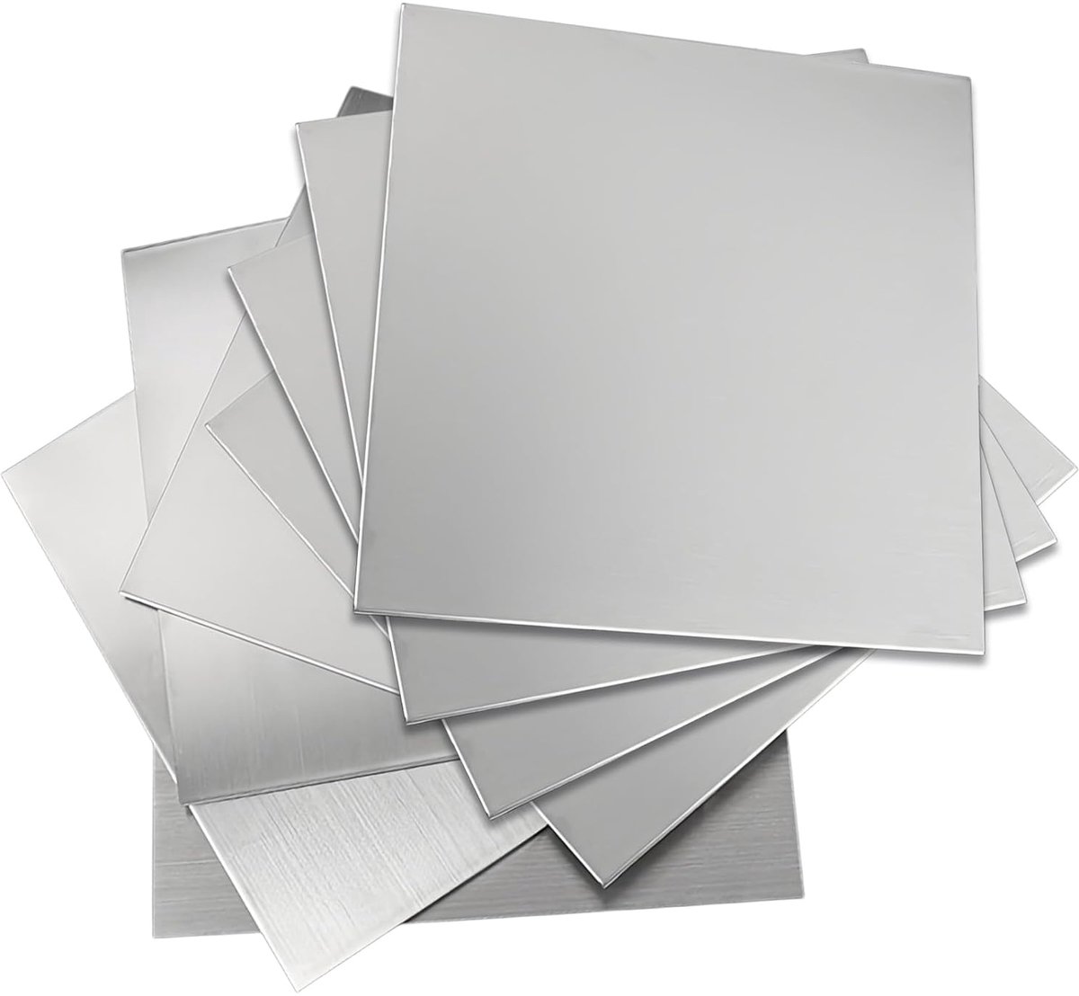SnelShoppen - 8 Stuks RVS Plaat 0.5mm, 15cm x 15cm Roestvrijstalen Plaat voor Doe-Het-Zelf, Reparaties, Boren, Snijden