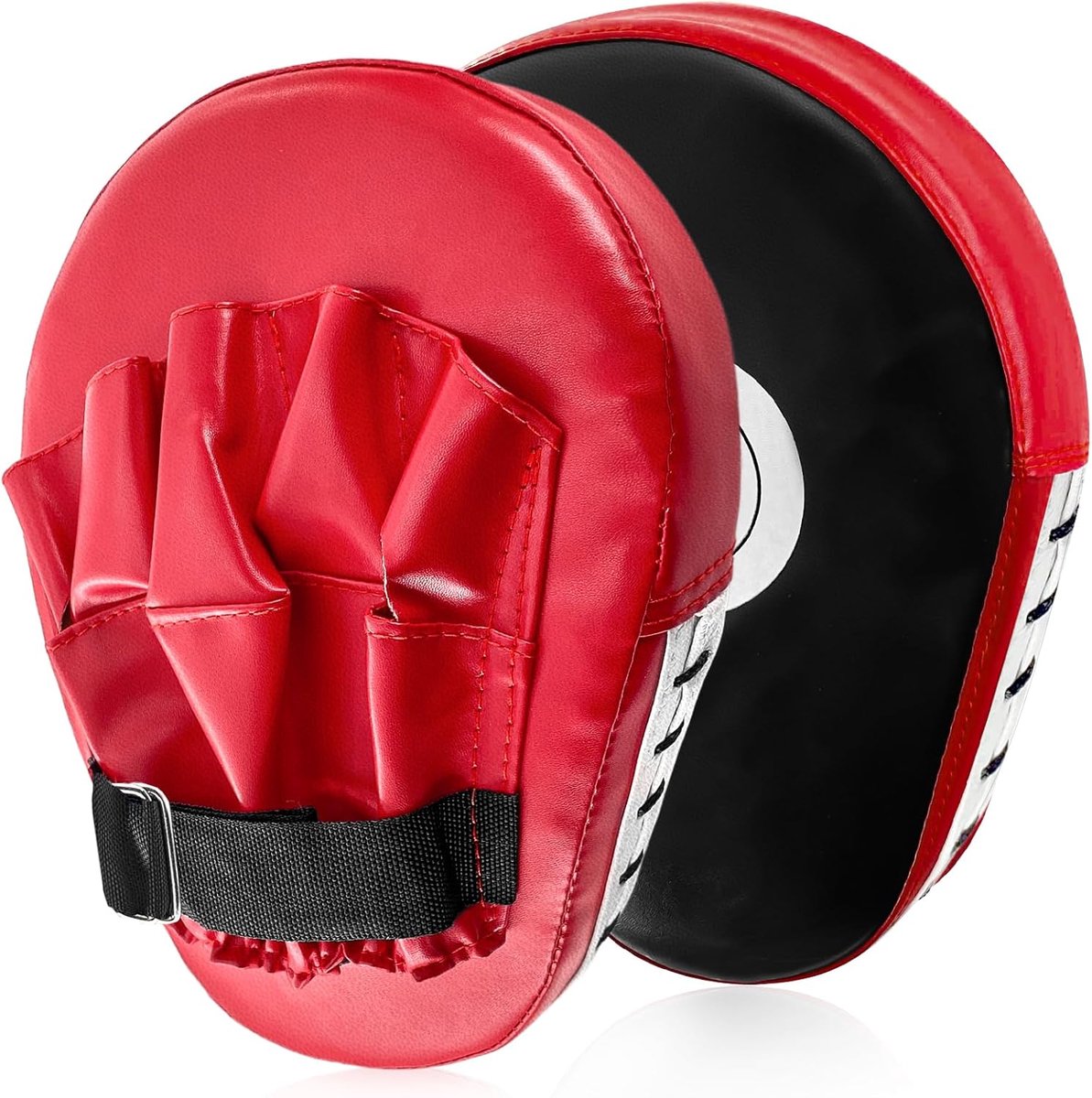 SnelShoppen - 2Pcs Squats Boxing Kickboxing Hand Pads - Trainingspads voor Martial Arts, Muay Thai, Karate, Taekwondo - Rood/Zwart - Perfect voor Vech