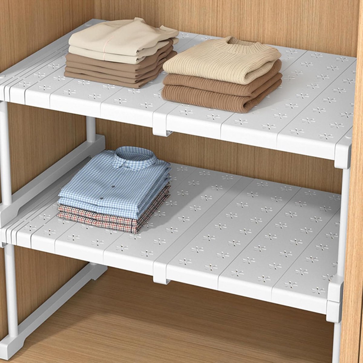SnelShoppen - Uitbreidbaar Verstelbaar Opslagrek, Verstelbare Planken, Telescopische Kasten, Kastorganizer, Breedte 24cm, Hoogte 22cm, Verstelbare Len
