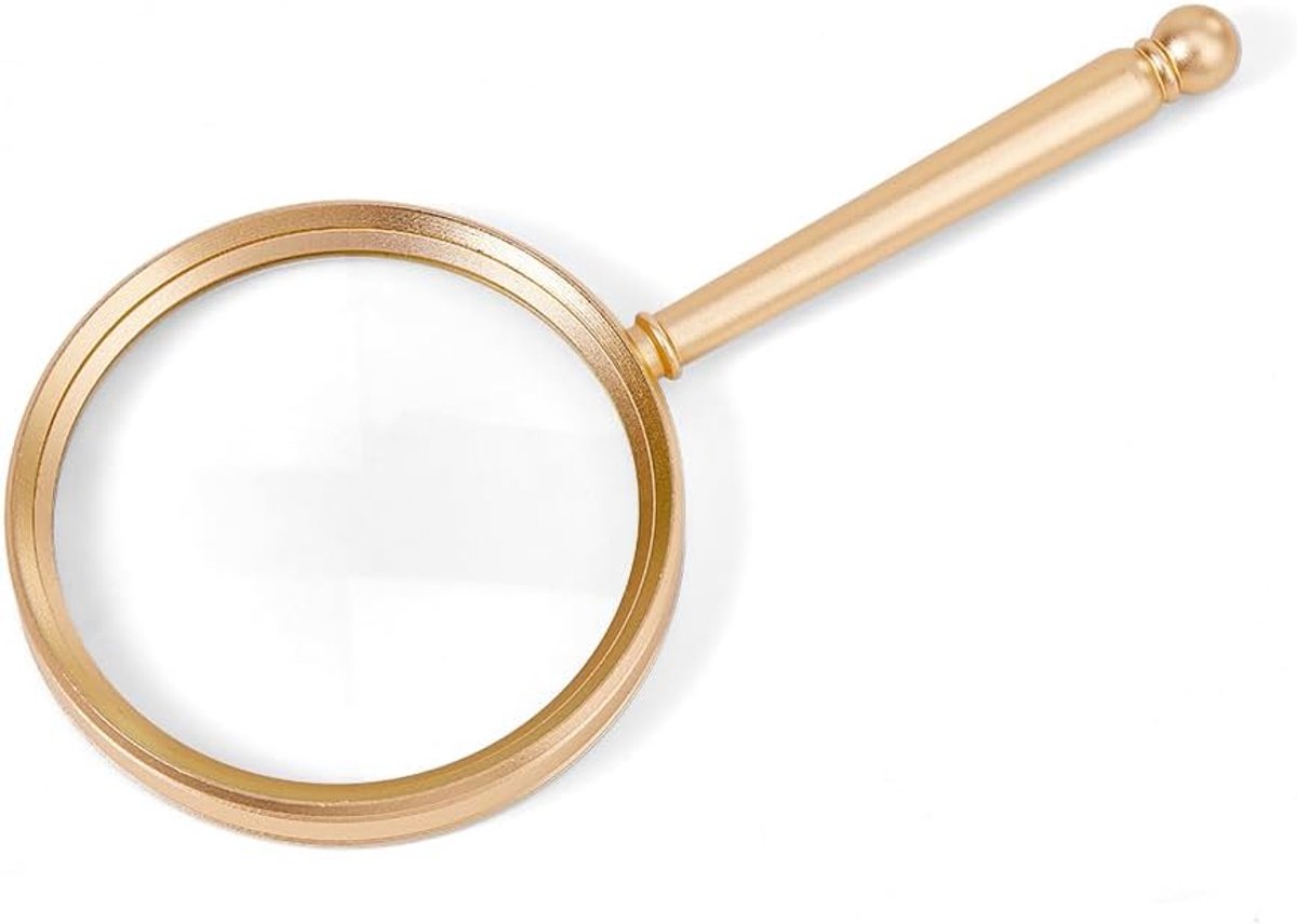 SnelShoppen - Draagbare Vergrootglas 10X Goud met Aluminium Handvat Schokbestendige Lens 85mm Decoratieve Leeshulp voor Ouderen, Inspectie en Natuur