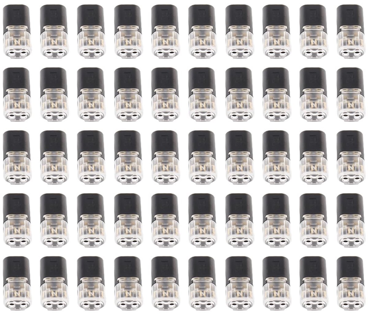 SnelShoppen - 50 Stuks 18-24 AWG 12V Auto Draad Connectoren, 2-Pins Snelle Crimp Terminals voor Voertuig Elektrische Systemen, Herbruikbare Stofdichte