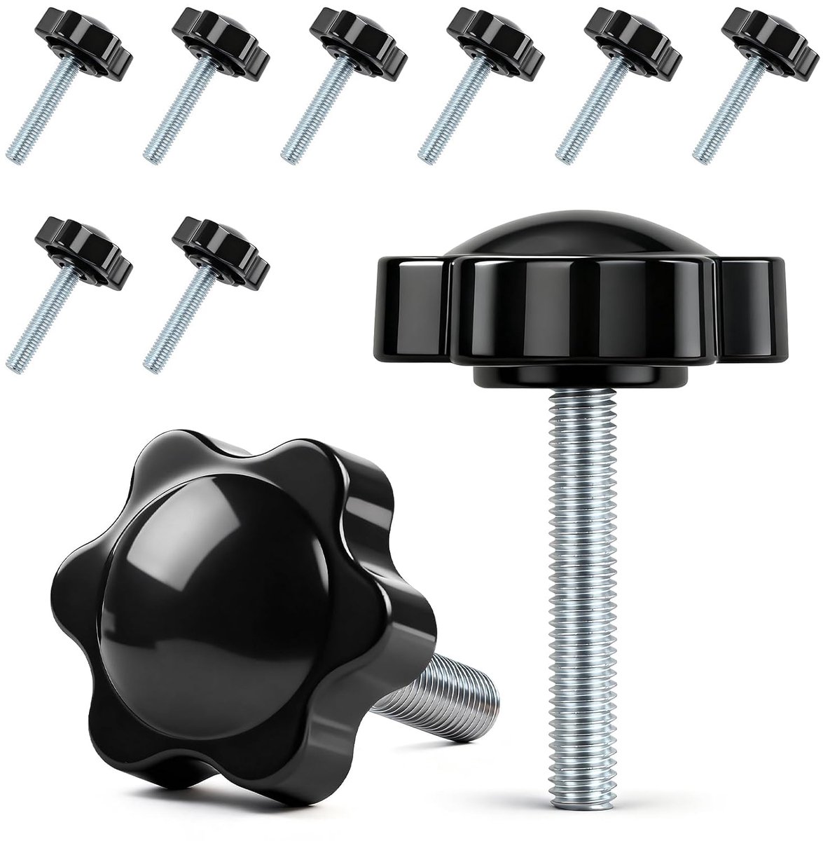 SnelShoppen - Pack van 10 Ster Grip Schroeven, Knurled Schroeven M6 x 35 mm, Schroeven met Handvat, Ster Schroef, Ster Grip Moer voor Machines, Bevest