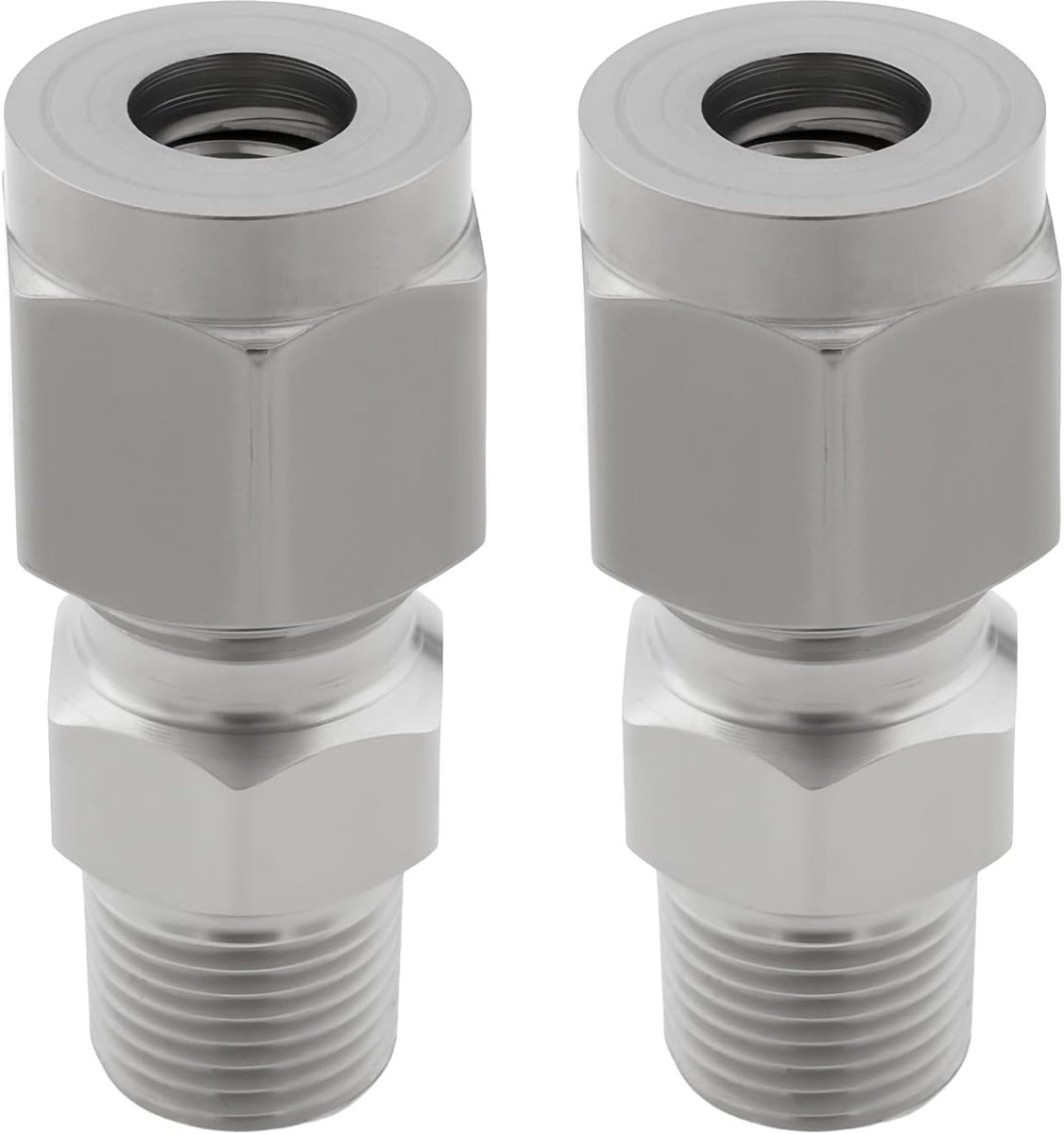 SnelShoppen - 2x 1/8 NPT naar 1/4 Inch RVS Compressie Buisfitting met Dubbele Ferrules voor Brandstof, Lucht, Vloeistof, Olie, Gas en Vacuümsystemen