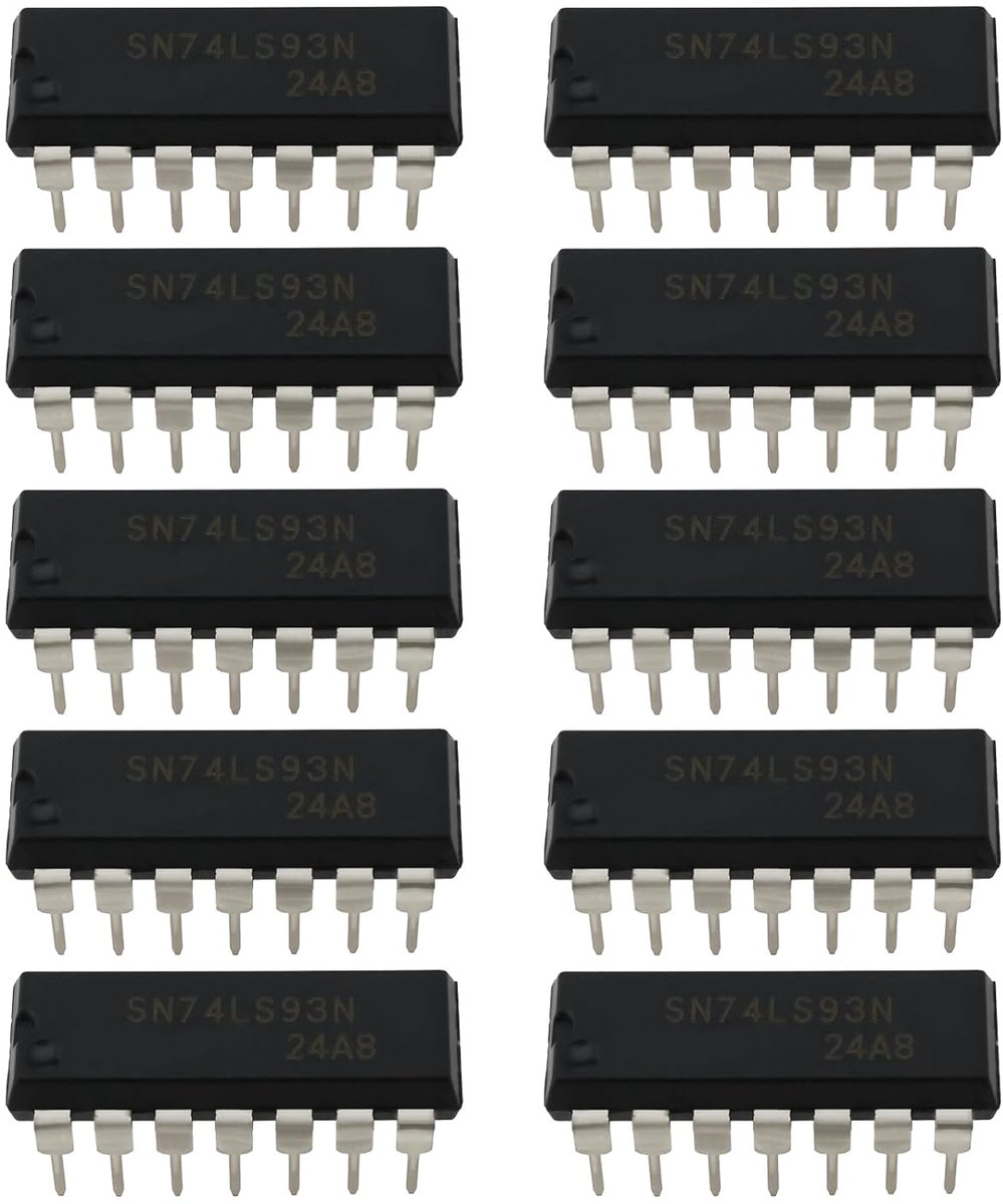SnelShoppen - 10 Stuks SN74LS93N Geïntegreerde Circuit Chip 5V - Geschikt voor Digitale Circuits, Tellen en Timing, Retro Computers, Embedded Systemen