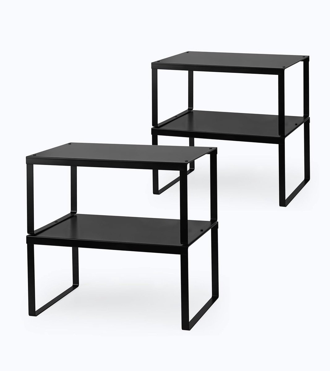 SnelShoppen - Keuken Kast Organizer 4 Pack, Uitbreidbare Metalen Specerijenhouder, Stapelbare Opbergplanken voor Keuken, Kast, Pantry, Zwart