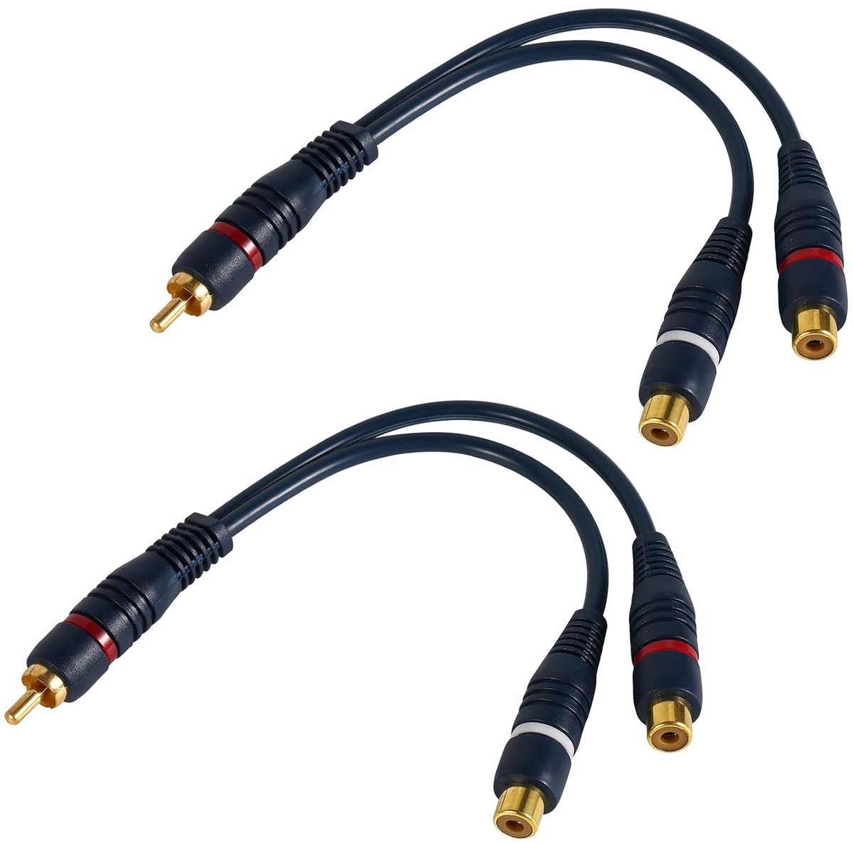 SnelShoppen - 2-delige RCA Splitter 1 Mannelijk 2 Vrouwelijk, 22cm RCA Y Splitter Phono Kabel Audio/Video Verlengkabel Adapter Connector voor Subwoofe