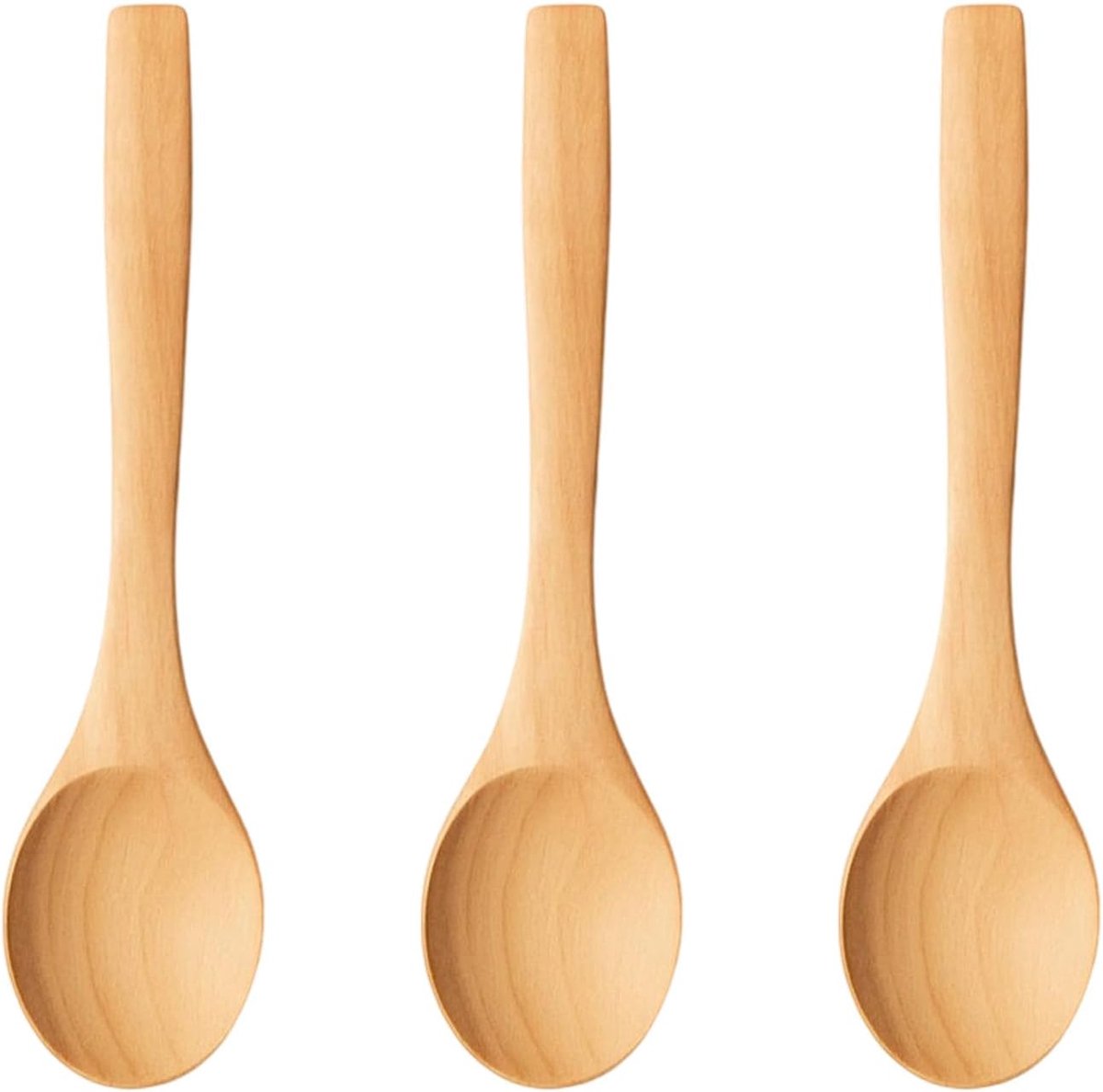 SnelShoppen - Set van 3 Houten Lepels 13 x 3 cm – Natuurlijke Houten Lepel Set voor Kinderen – Honinglepel en Keukenaccessoires Veelzijdig – Milieuvri
