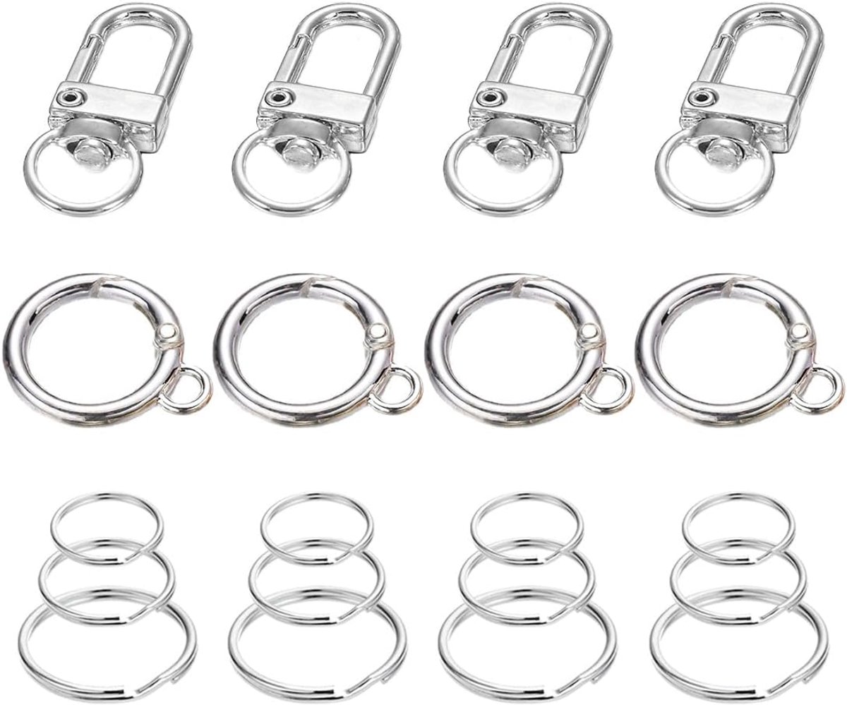 SnelShoppen - Pet Halsband Snelle Clip Set van 4 Karabijnhaken voor Hond Kat Naamplaatjes, 2 Stijlen ID Tag Bevestigingsclips met Sleutelhangers in 3