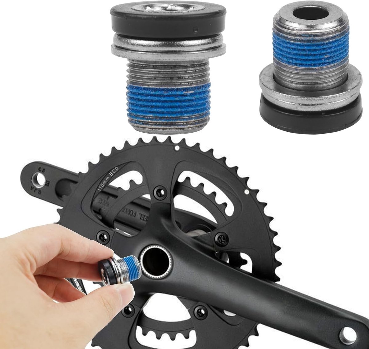 Set van 2 Crankschroeven M15 met Moer en Sealing Ring voor Fietspedalen en Sprockets - Geschikt voor MTB en BMX Fietsen