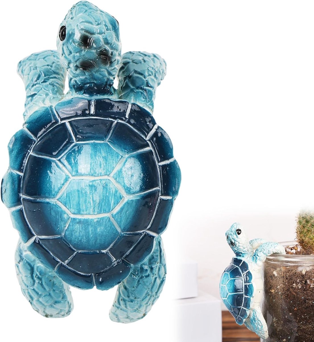 Bloempothanger Schildpad Beeldje Decoratie Hangend Schattig Blauw
