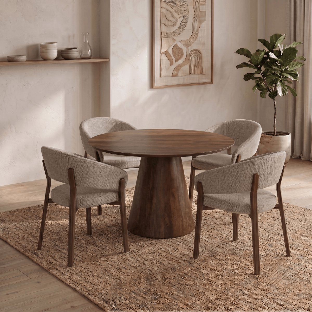 Mahom Mangohouten Eettafel Nova Rond 110 cm Donkerbruin Mahom Industrieel - Dinertafel van Mangohout & Metaal - Industriële Eettafel