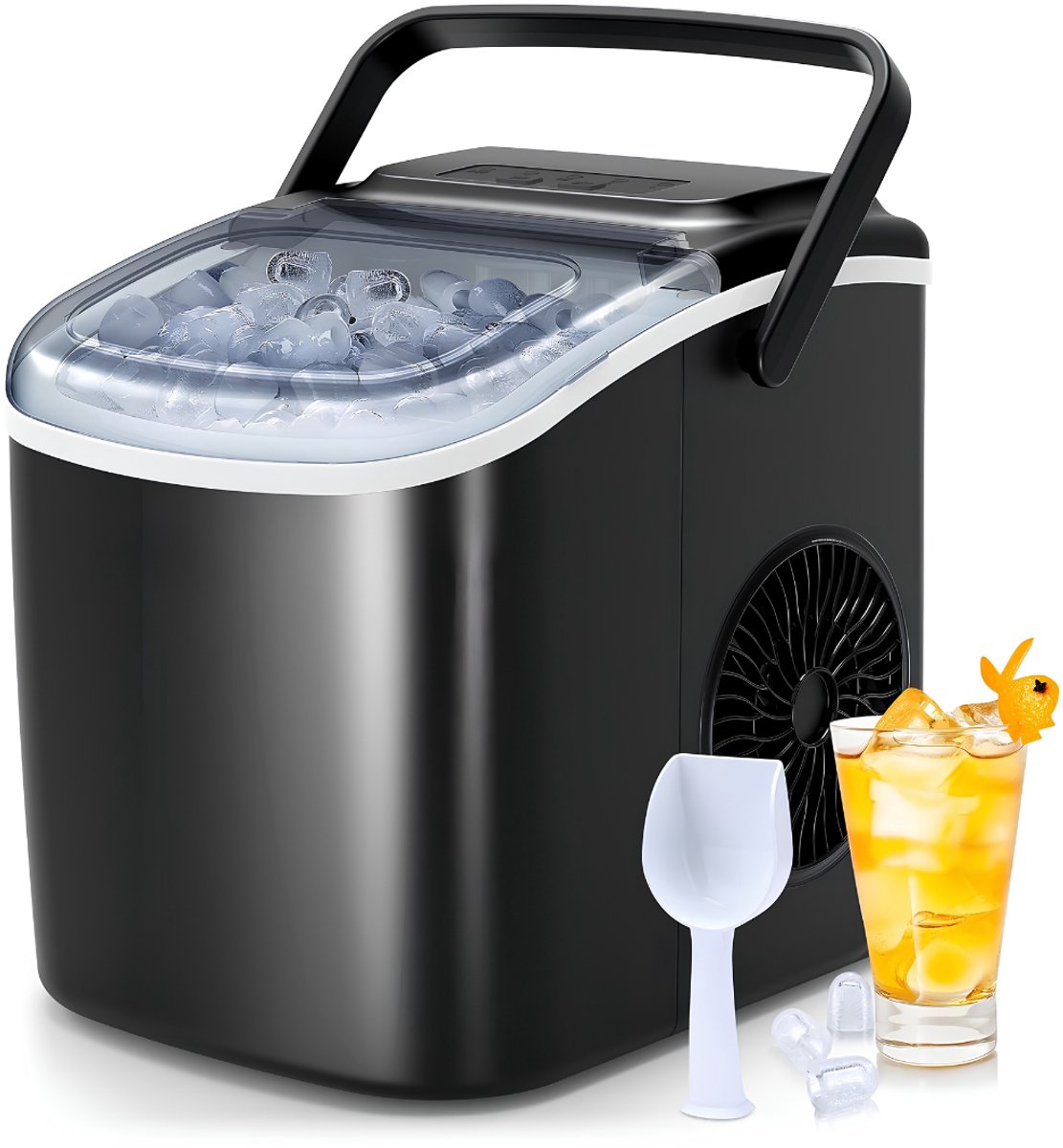 Lìon® Ijsblokjesmachine - Ijsklontjes Machine - Ijsblokjesmakers - Zwart - 30cm x 23cm x 29cm