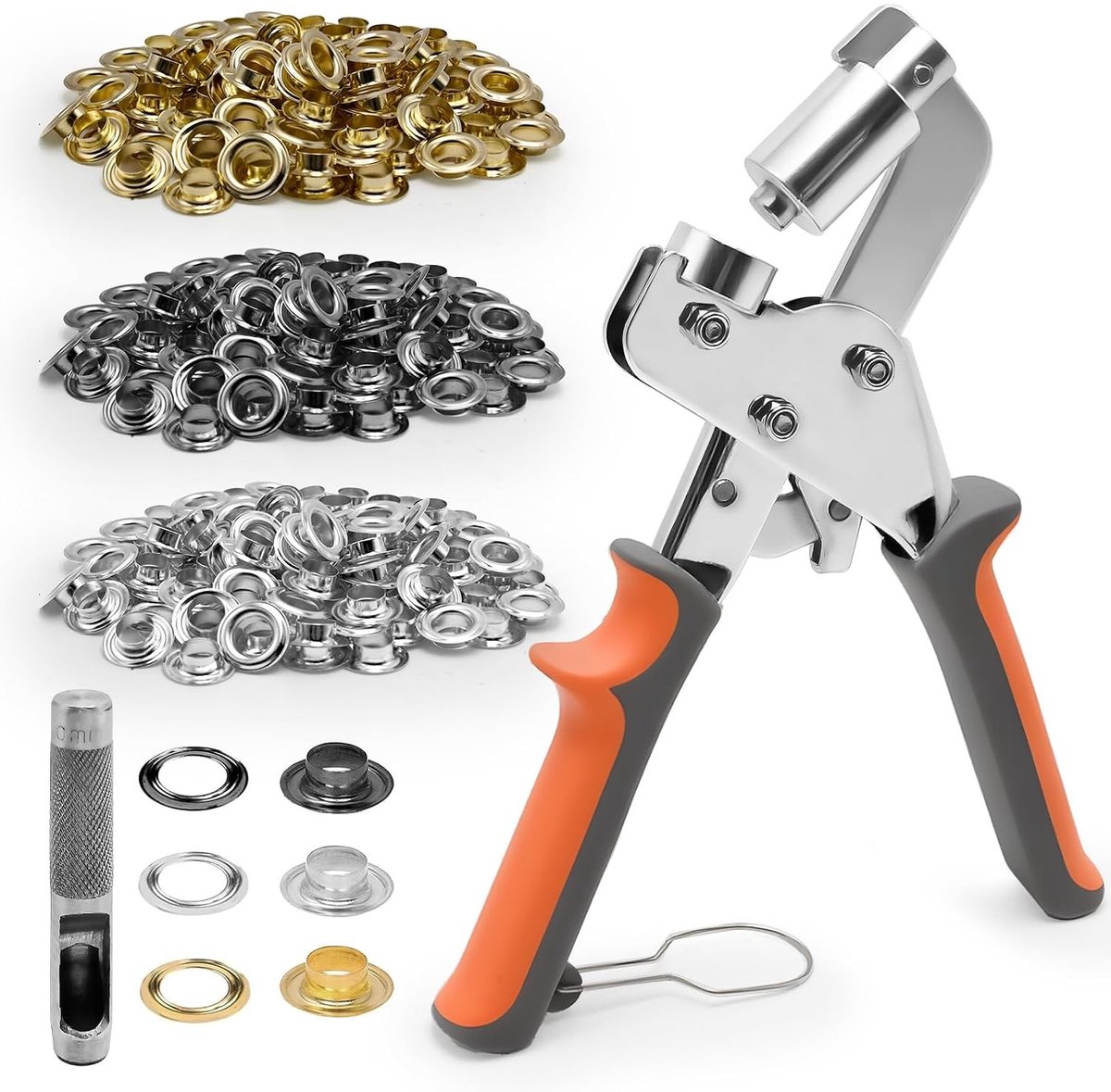 Oogtangset - Goud/Zilver/Zwart - 10 mm - Metalen Ogen met Ponskop - Voor Dekzeilen en Doe-Het-Zelf Projecten