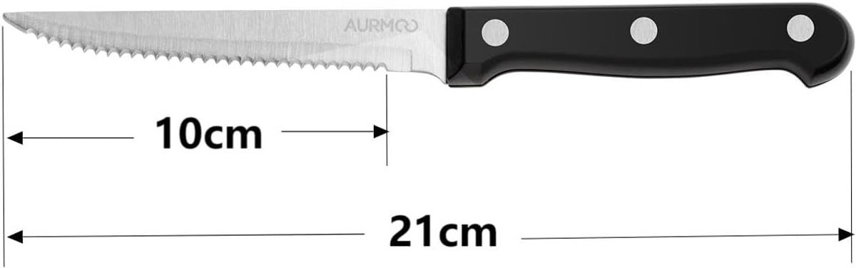 Steakmessen Set - Roestvrij Staal - 10 cm - Professionele Steakmessenset met Comfortabele Handgrepen - Voor Vleesliefhebbers