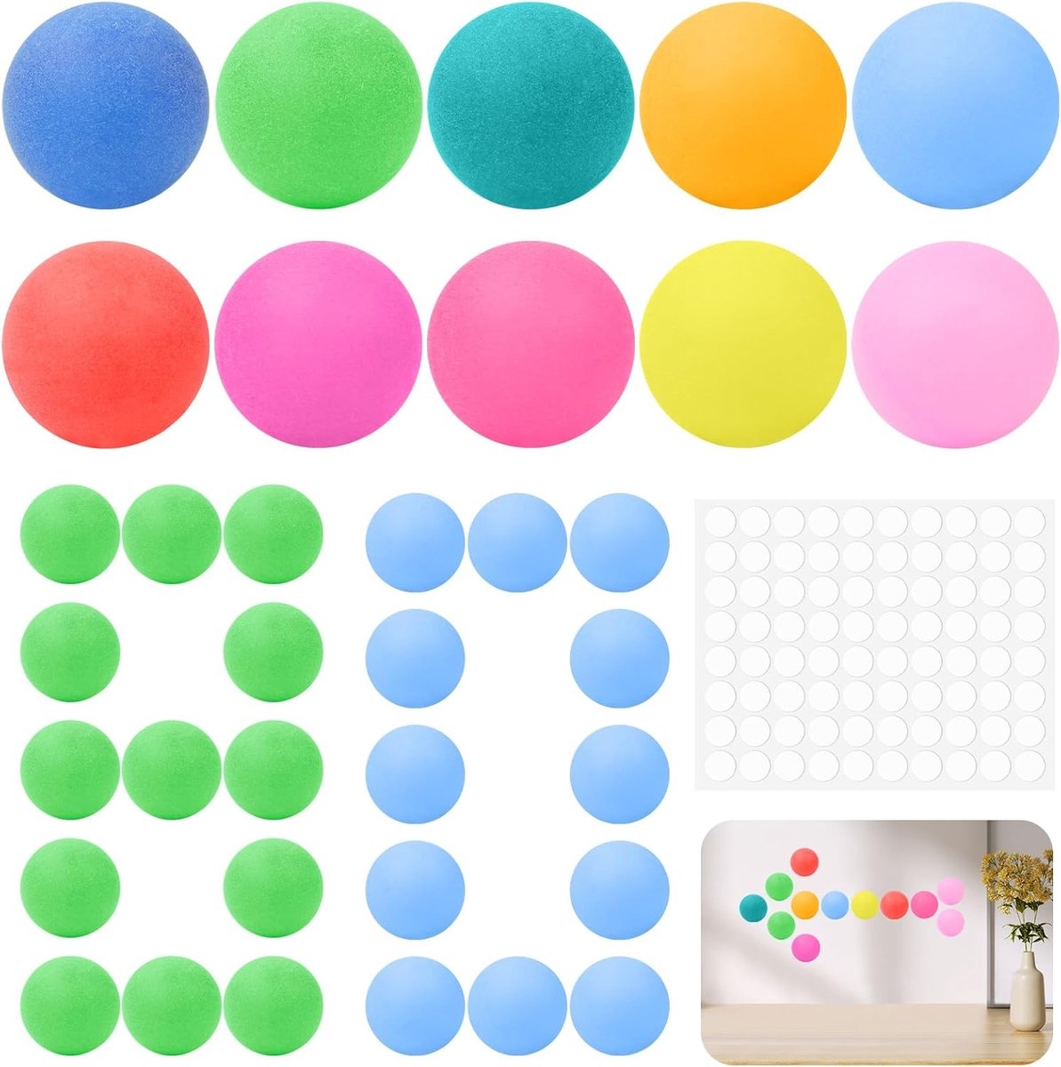 Tafeltennisballen - Kleurrijk - 40 mm - PP-materiaal - Voor Feestdecoraties en Creatieve Projecten