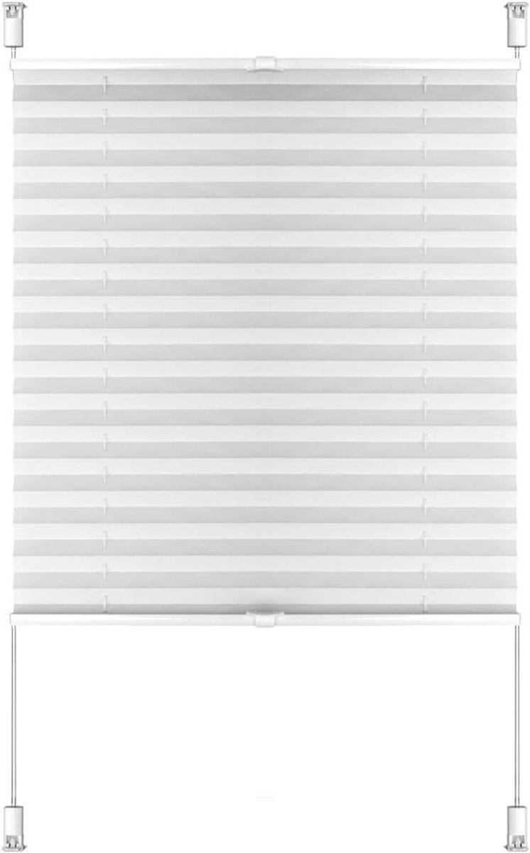 SnelShoppen - Plissé gordijnen zonder boren 70x220 cm - Wit - 100% polyester - Voor ramen en deuren - Inclusief accessoires - Ideaal voor woonkamer, k