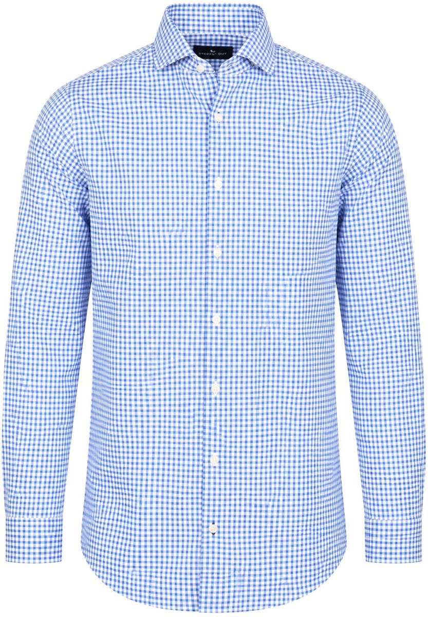 Steppin' Out Oxford Overhemd Ruit Blauw - Maat M - Heren