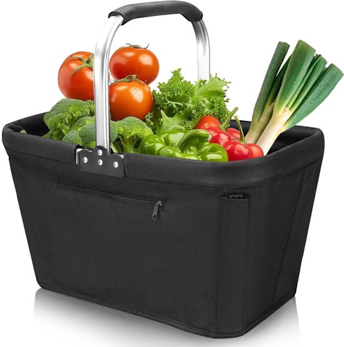 Vouwbare Winkelmand van 30 Liter, Stevige Opvouwbare Mand met Versterkingsbalken, Ideaal voor Winkelen, Picknicken en Reizen