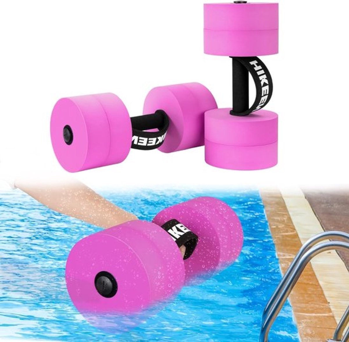 Waterdumbbells voor Wateroefeningen - 4 Gewichten van EVA-schuim voor Fitness in het Water, Geschikt voor Mannen en Vrouwen, Roze Kleur