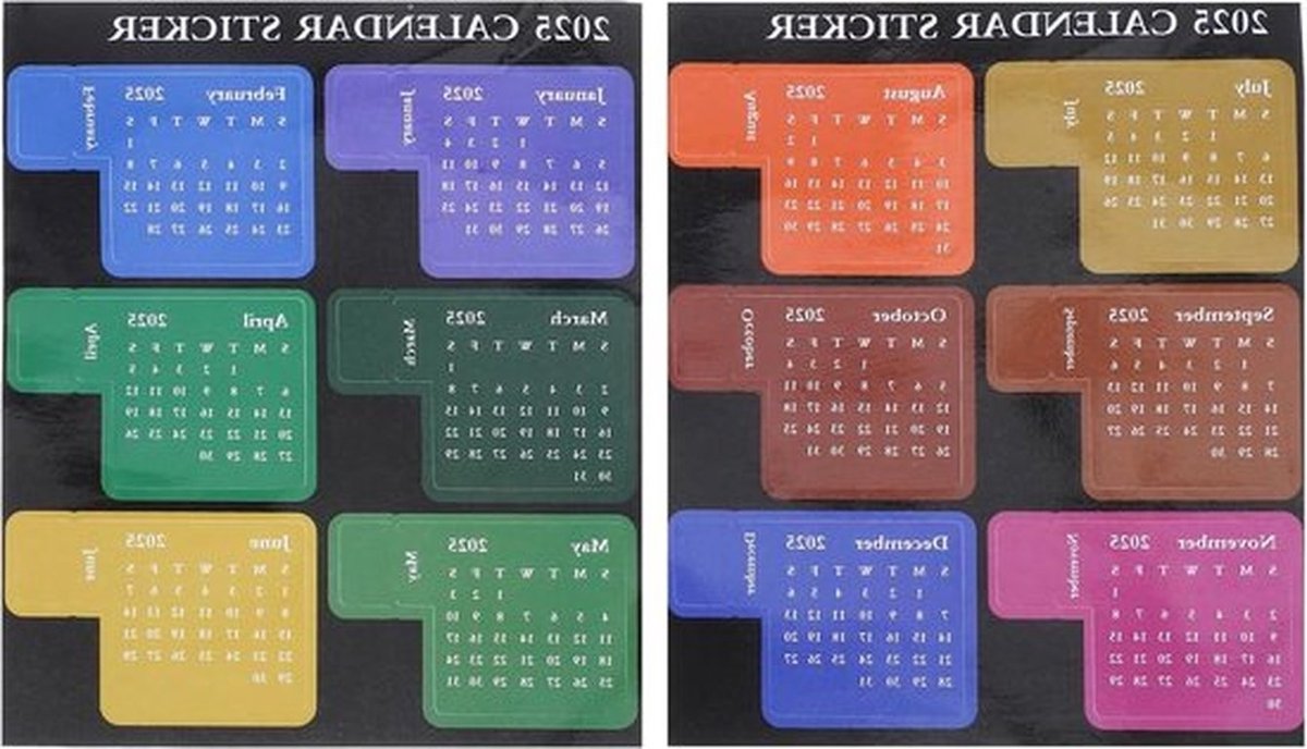 2025 Huishoudplanner Stickers - 2 Vellen Multicolor Maandindex Tabs voor DIY Planner en Kalenders, Perfect voor Thuis en Kantoor Accessoires
