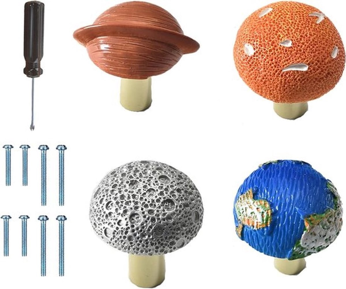 Decoratieve Planetary Shape Handgrepen voor Meubels - 4 Stuks Kastenknoppen met Schroeven voor Lades en Kasten