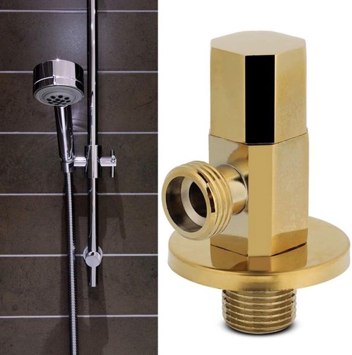 Professionele Hoekkraan in Messing met Gouden Afwerking voor Badkamer - Waterafsluiter en Accessoires