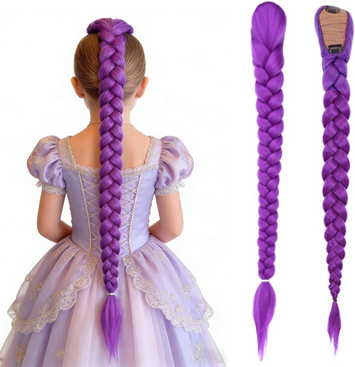 SnelShoppen - Lilac Braid Extensions - Paars Vlecht Haar - 66 cm Synthetisch Haar voor Vlechten - Volume Vlecht Haar voor Vrouwen en Kinderen - Cospla