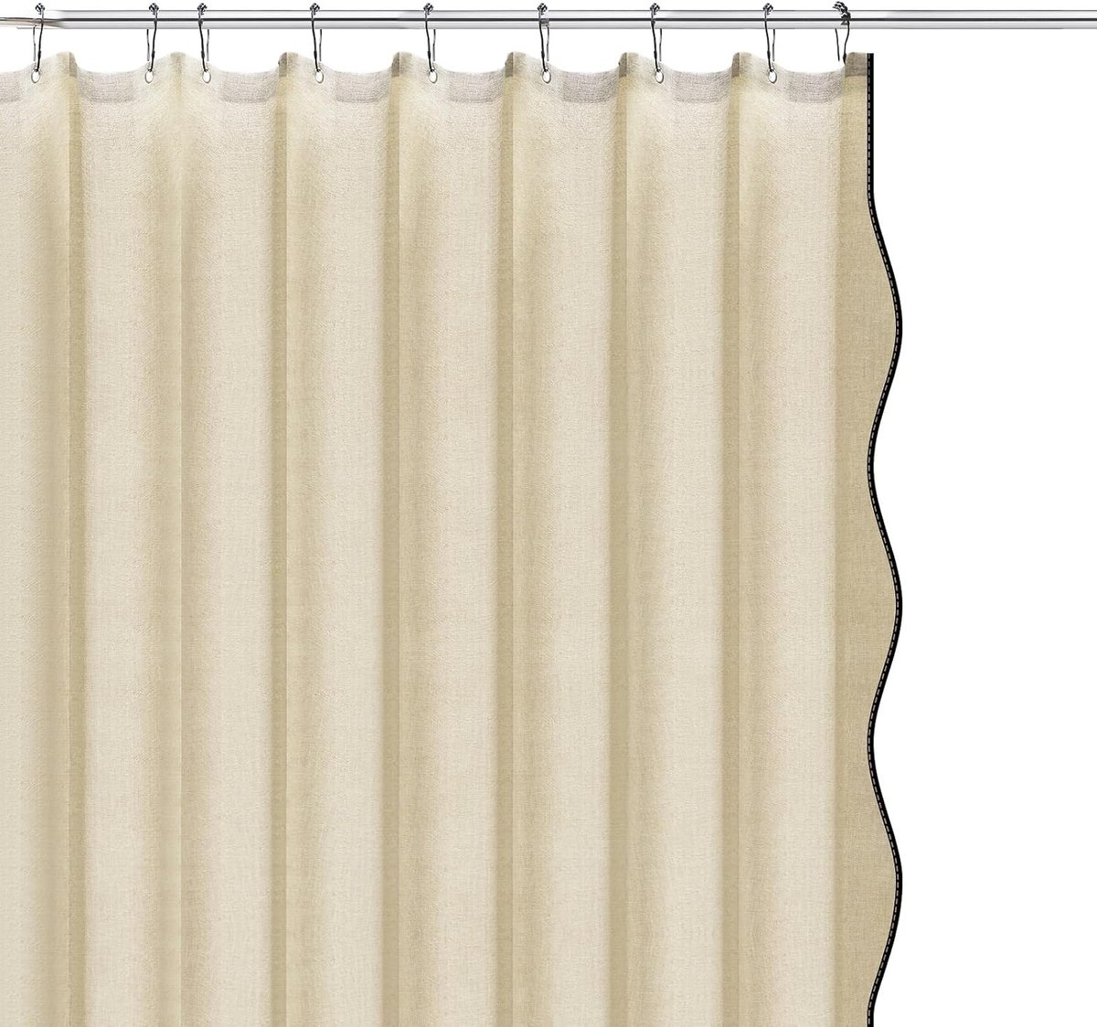SnelShoppen - Bruine Douchegordijn 180×180cm Waterdicht met Golfrand en 12 Ringen - Stijlvolle Badkamer Gordijnen van Linnen Structuur voor Moderne Ba