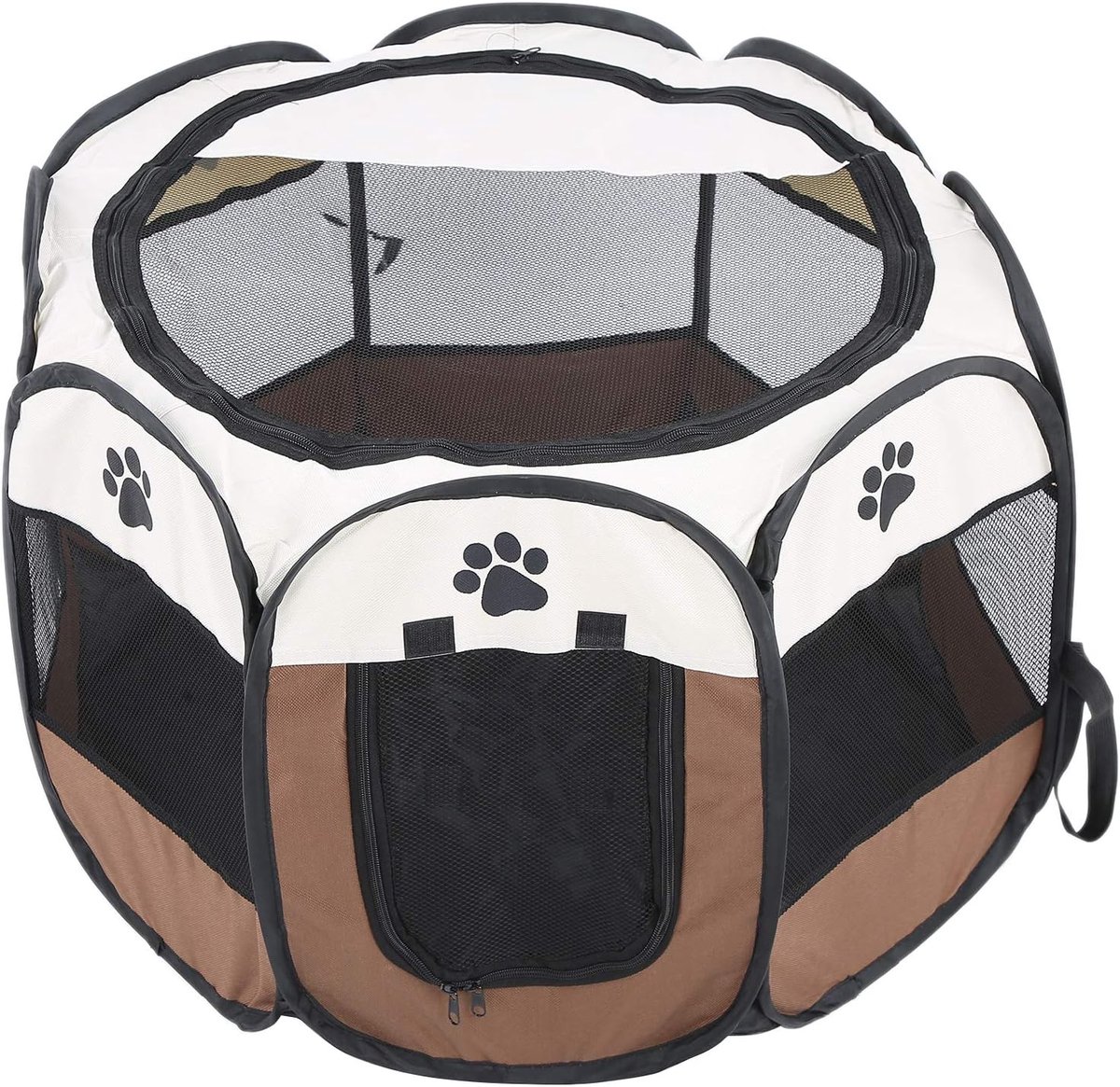 SnelShoppen - Pieghevole Recinzione per Cuccioli in Morbido Tessuto, 68 x 45 cm, Caffè, Portatile Recinto per Dieren, Binnen en Buiten, Ideaal voor Ca