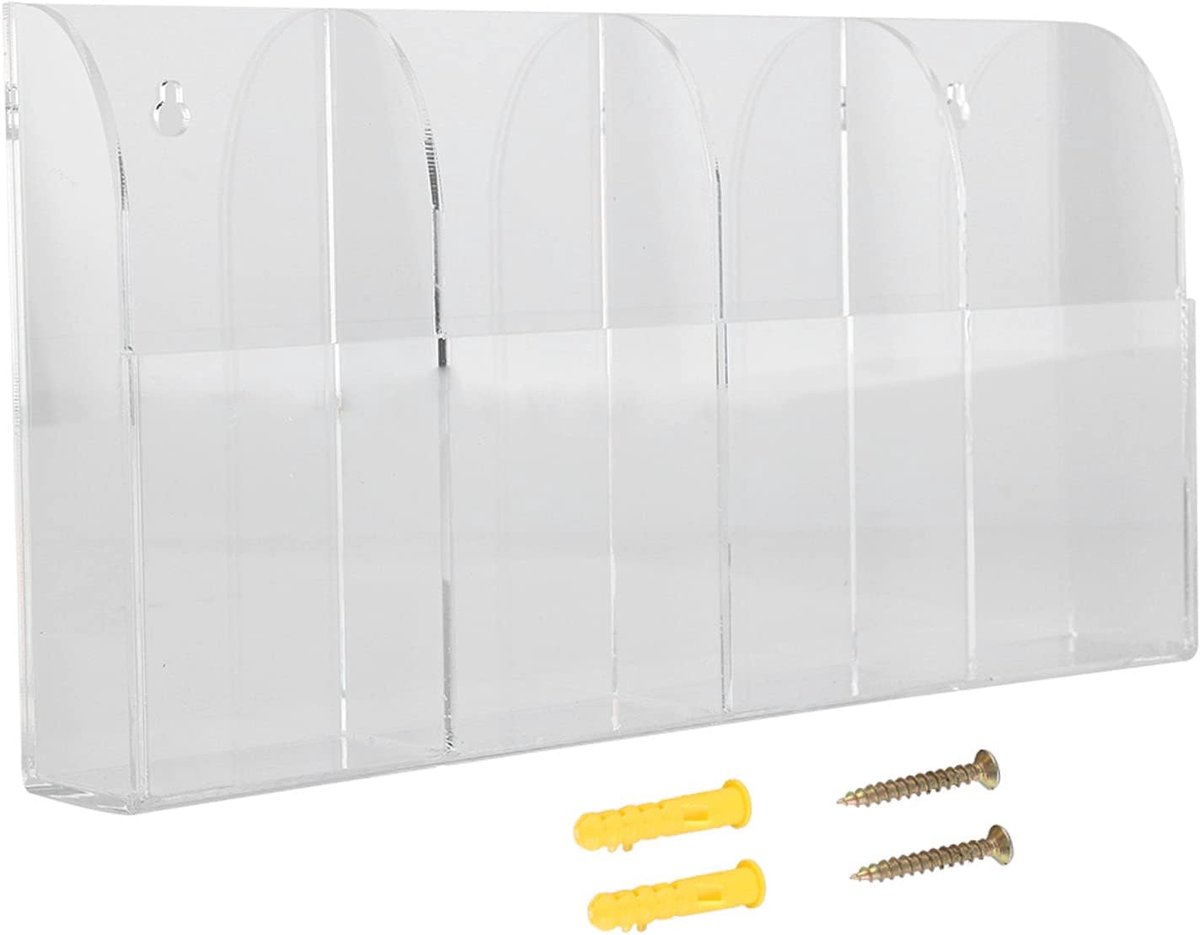 SnelShoppen - Transparante Acryl Wandhouder voor Afstandsbediening - Organizer met 4 Compartimenten voor TV, Airco, Stereo - Ruimtebesparend en Opgeru