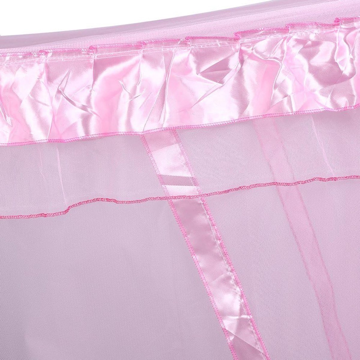 SnelShoppen - Vierhoekige Bedgordijn Mosquito Net met Design in Meerdere Kleuren voor Slaapkamer Decoratie (1.5 * 2.0 - Roze)
