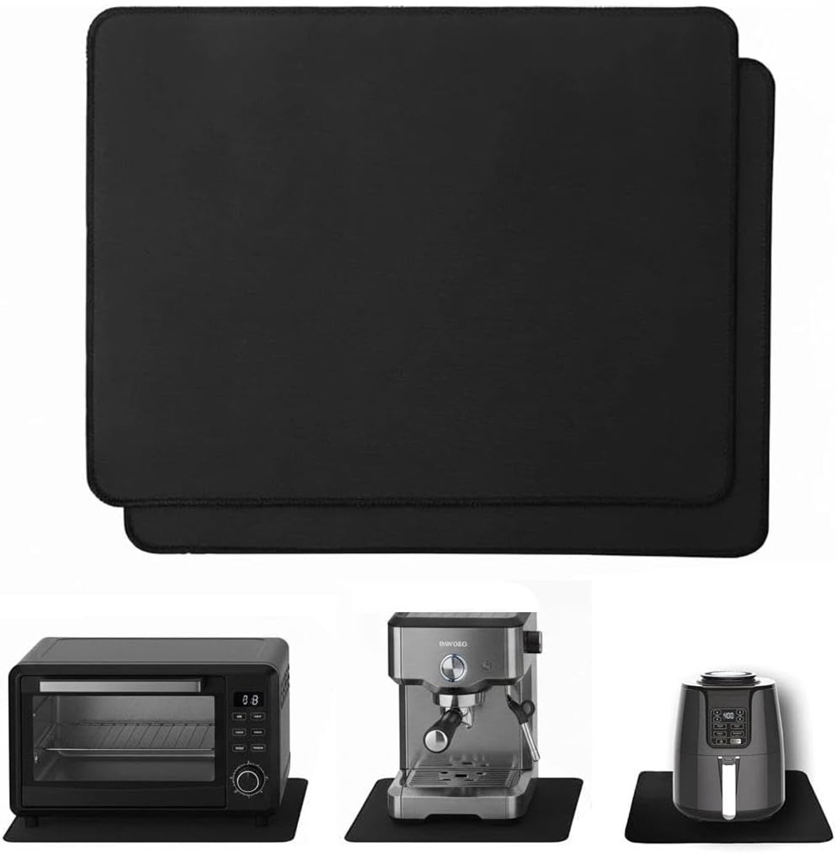 SnelShoppen - Koffiemat Absorberend 35x30 cm Afdruipmat Servies Antislip Rubber 2 Stuks Zwart Voor Koffiezetapparaat Luchtfriteuse Magnetron