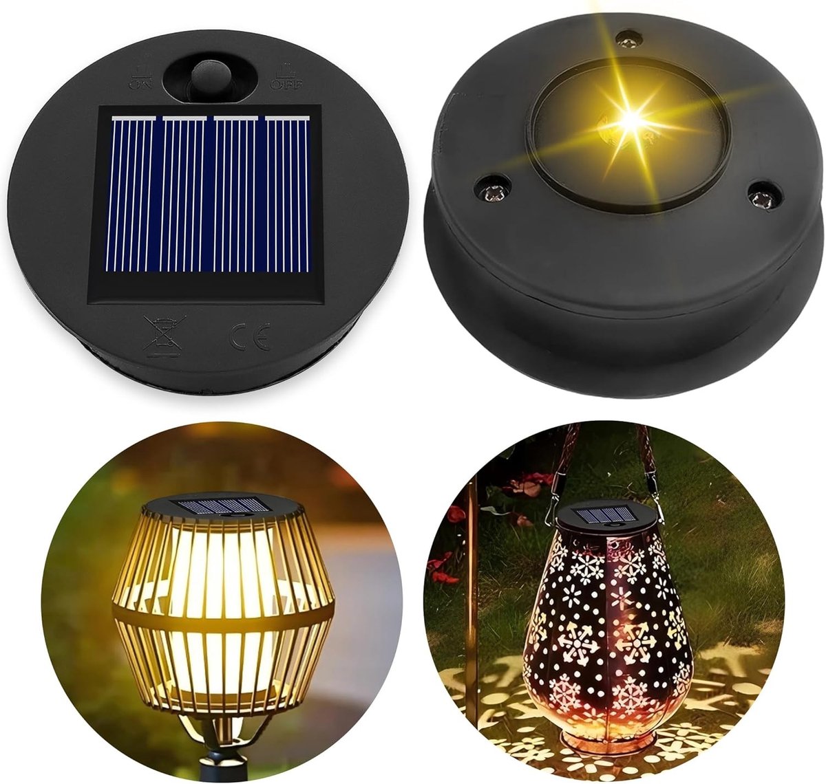 Vervangende Zonnelamp - Warmwit - 7 cm - Waterdichte LED met Zonnepaneel - Voor Tuin en Buiten