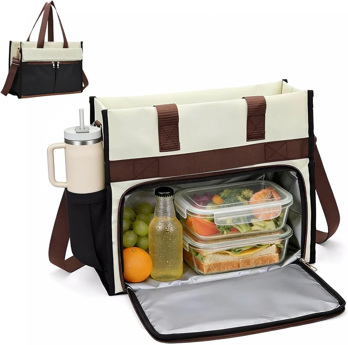 SnelShoppen - Vrouwen Lunchtas 2-in-1 Laptop Bag met Geïsoleerd Koelcompartiment, Waterdicht en Ruim voor Laptop tot 15.6 Inch, Ideaal voor Kantoor, S