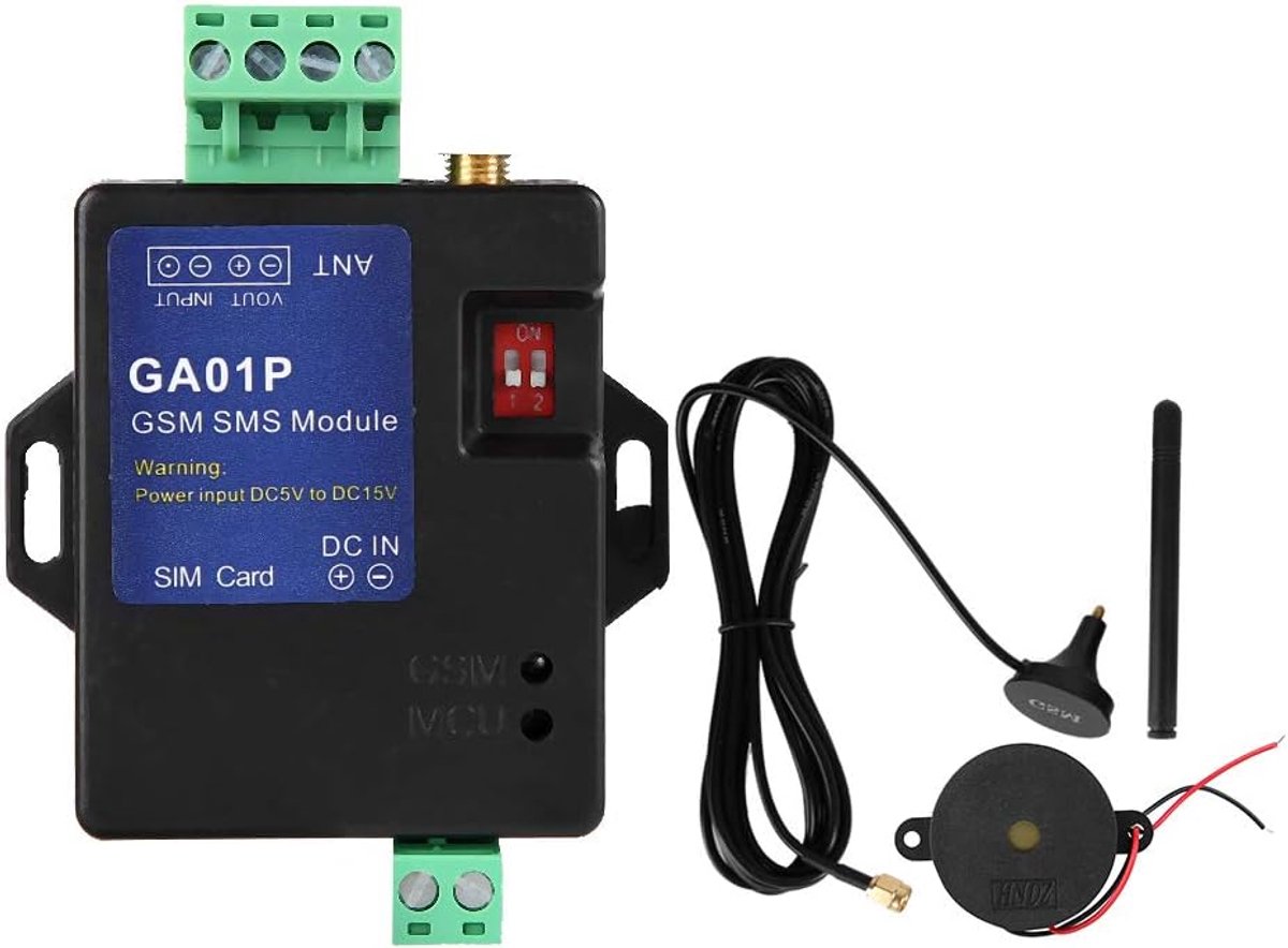 SnelShoppen - GSM Mini Slimme Draadloze Alarm Systeem voor Stroomuitval, SMS Waarschuwing, 1 Kanaal, Tot 6 Telefoonnummers, Voor Thuis en Industrie