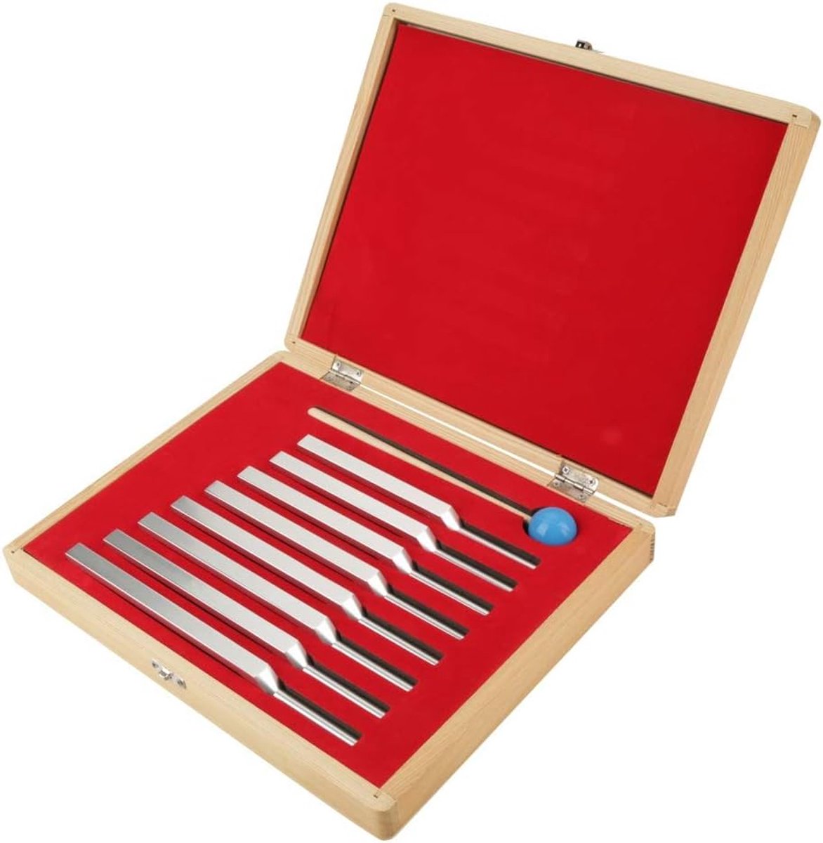 SnelShoppen - Tuning Fork Set Aluminium Vorken, 9 Stuk, Medische Vorken voor Trillings Therapie, Hoogwaardige Aluminium, 8 Frequenties, Instrumenten G