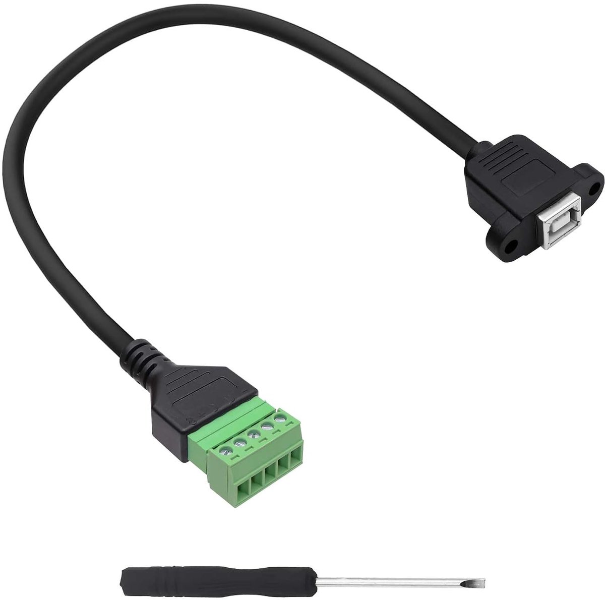 USB B Solderless Screw Terminal Block Adapter Type B Connector to 5 Pin Screw with Shield Clips Plug-in Cable Cable - ShopVlot